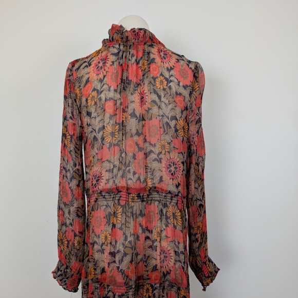 By Anthropologie The Marais Printed Chiffon Maxi Dress Long Sleeve - Picture 11 of 15